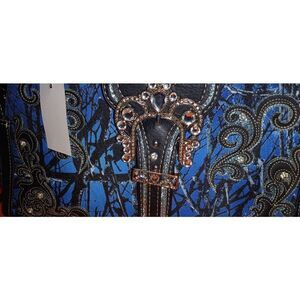 Crackle Camo Rhinestone Buckle CC Handbag NWT